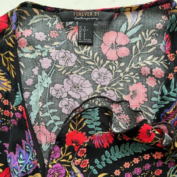 F21 Floral Print Wrap Mini Dress - Picture 3 of 7